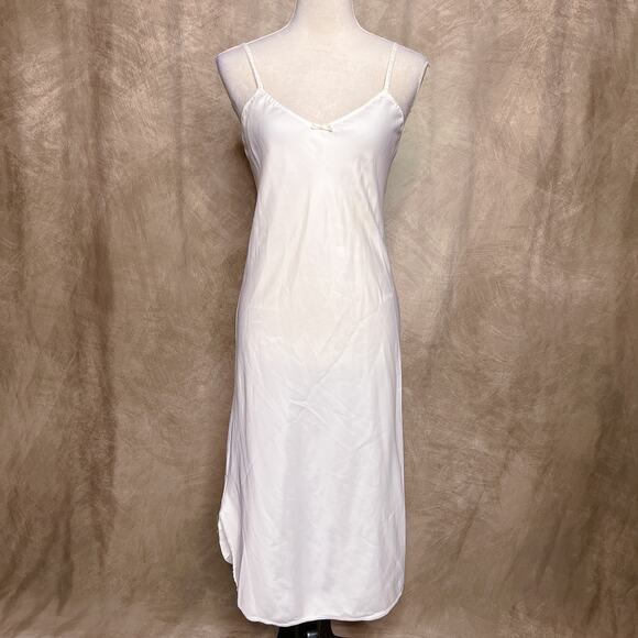 Vintage 90s Vassarette Underneath It All  Sleeveless Slip Dress Maxi Off White - Picture 1 of 9